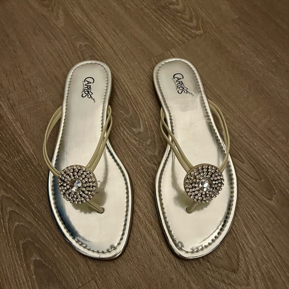 Carlos size 8.5 sparkle ivory stone flats